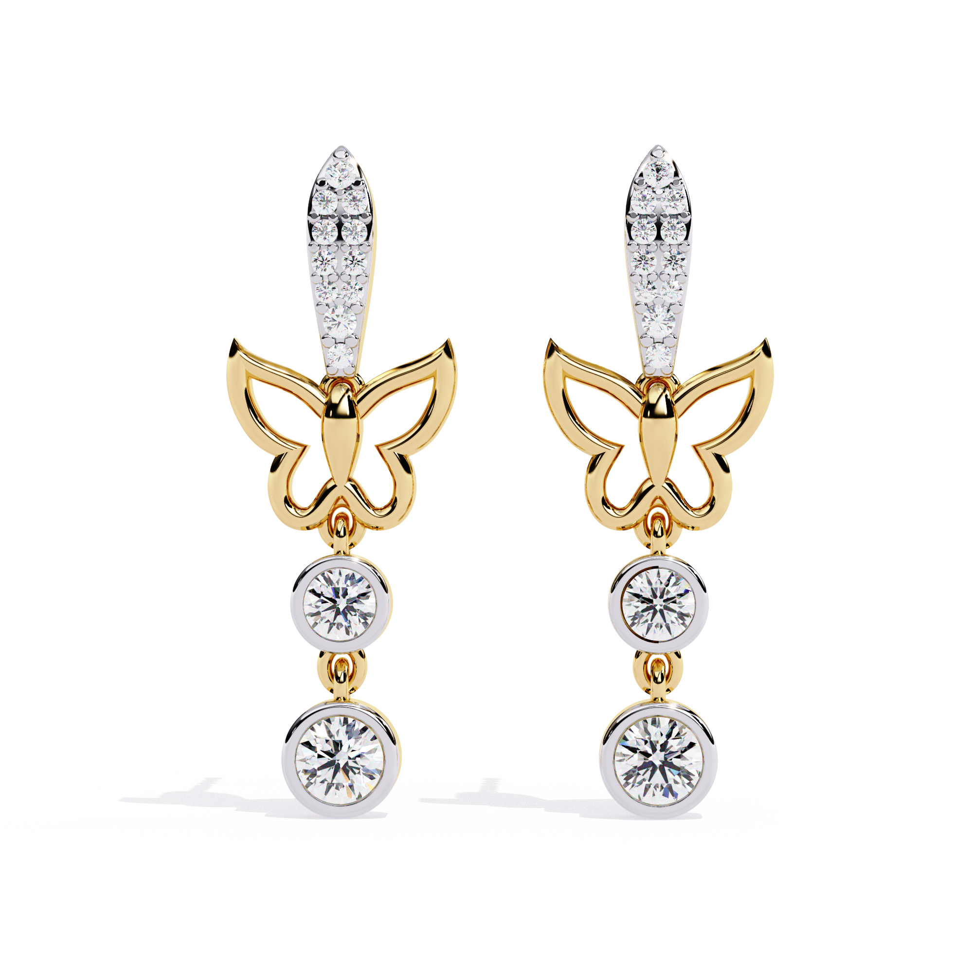 Buy Natural Diamond Butterfly Bloom Earrings | Solitairekart